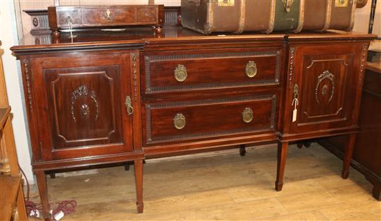 An Edwardian Sheraton style sideboard, W.197cm